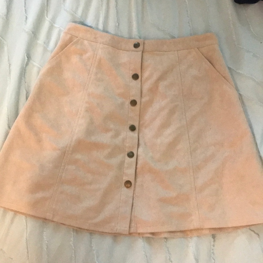 suede button skirt